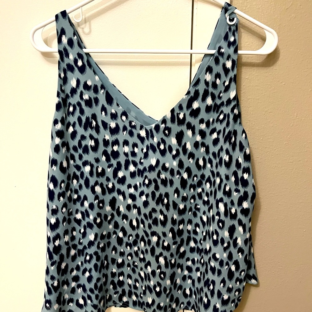 Ann Taylor LOFT dressy blue leopard tank top
